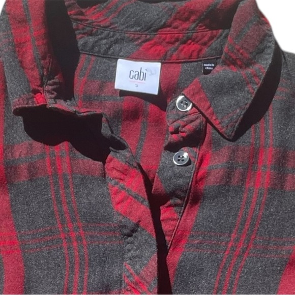 Cabi Cunningham Red Plaid Popover Button Up Shirt Size Small - Picture 5 of 5